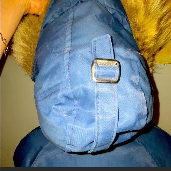 1970’s Canadian Trails Goose Down Coyote Fur Trim Blue Bomber XS / S Vintage - Picture 9 of 16
